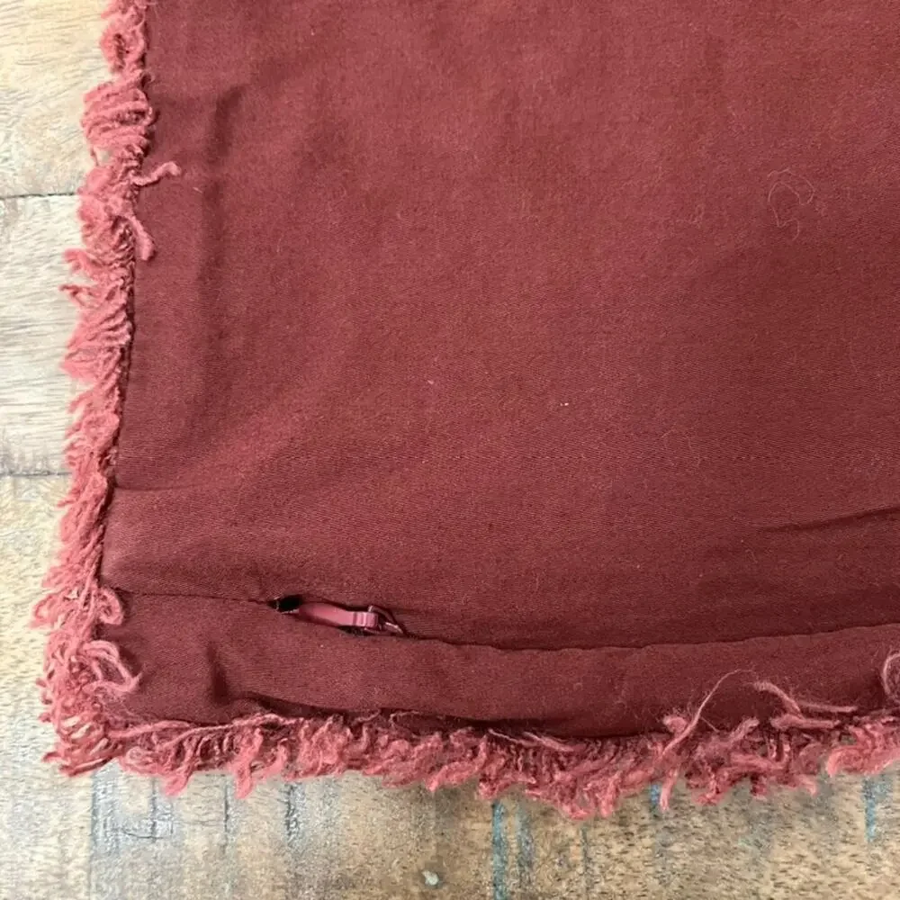 CASALUNA Linen Blend King Pillow Sham Burnt Orange Raw Edge